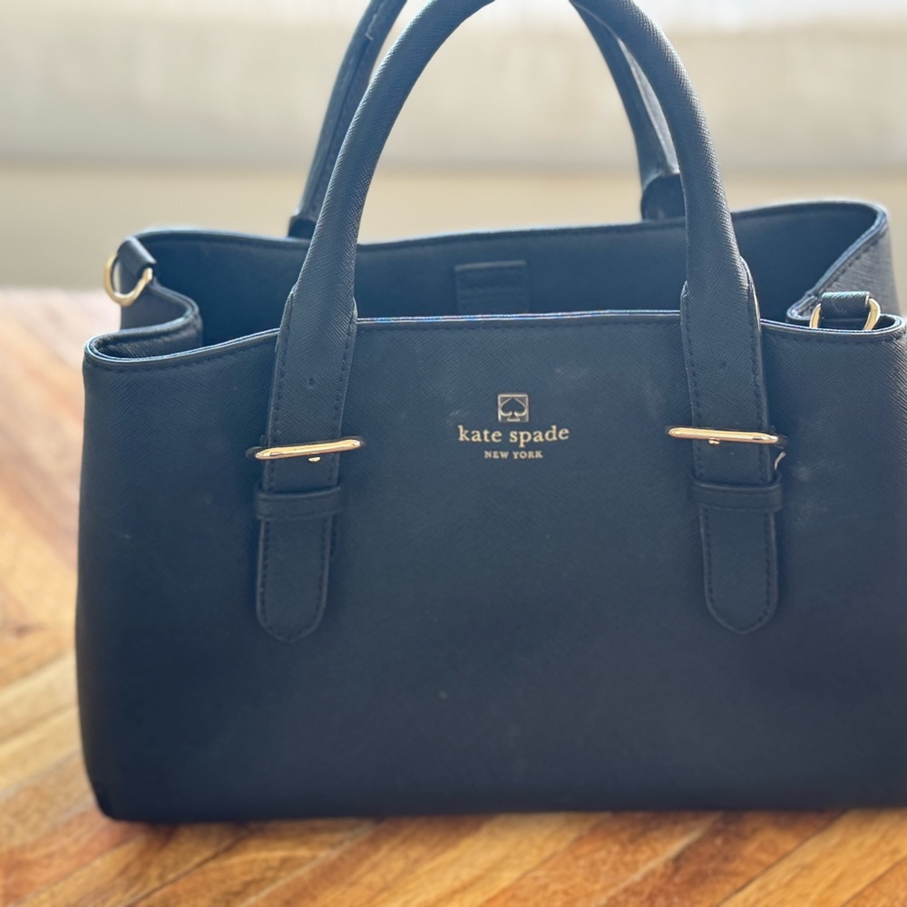 Kate Spade Black Satchel with Gold Accents